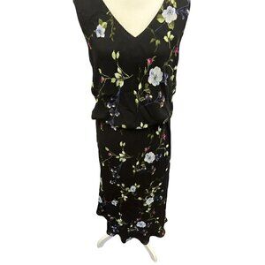 CL Carole Little Sleeveless Pullover Maxi Dress, Size 14, Black Floral